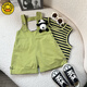 G.Duck Children’s Overalls Anzugs-Sommerkleidung für Jungen und Mädchen, grüne und modische Kinderkleidung zweiteiliger Set für Jungen Koreanisch vielseitige Sommerstil grünen Anzug [kein Bär] 90 können geöffnet werden