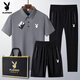 Playboy (PLAYBOY) dad summer suit for middle-aged and elderly casual ice silk POLO. shirt short-sleeved T-shirt 40-60 years old clothes Medium gray 6629 [shorts] suit M wear 95-110Jin [Jin equals 0.5 kg]
