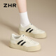 ZHR women's shoes new moral training shoes for women's classic board shoes flat white shoes for women versatile age-reducing lightweight soft sole casual shoes Mi black 36