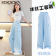 
Yaoxuan Summer Girls' Wide Legs Thin Style Large Children's Labor Pants Summer 2025 New Summer Children's Ice Silk Mosquito Repellent Pants 15029 Pink + 9889 White [Ice Silk Style] 120 cm