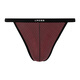 LPCSS Brand Men's Striped Thong Modal Sexy Underwear Fashion Back Piece Ice Silk Mesh Men's T-Pants Black + Burgundy L _100-120Jin Jin equals 0.5kg