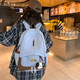 Retro girl backpack Japanese college students new style college advanced backpack lightweight Korean junior and senior high school students school bag blue with pendant