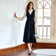 
Olrain Elegant Contrast Color Splicing Fake Two-Piece Dress for Women in Autumn 2025 New Long Sleeve Skirt Black M