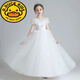 G.duck vestido para niños vestido de princesa vestido de novia de niña de las flores de primavera y verano actuación de piano falda tutú de niña de estilo extranjero vestido de niña blanca suscripción larga corona gratuita 150 cm