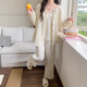 Montagut Cloud Cotton Pyjamas für Frauen im Frühjahr und Herbst Langarmschlingen Drei-teiliges Set Cute Leaf Pure Style Home Clothing 2025 NEU TFN#F9928 5XL M Empfohlen 75-95jin [Jin gleich 0,5 kg]