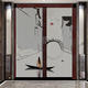 SANQIHU Puerta corredera de estilo chino Balcón Balcón Cocina Partition invisible Puerta plegable sin golpear puerta corredera A9276 Estilo gris de marco