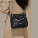 CinvaiKrose small c/k bag women 2025 new crossbody bag feel bucket bag fashionable shoulder chain women's bag black black