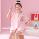 Shiru Meng Primavera y solapa de verano Girls Juego de verano Traje de verano Hielo y nieve de seda de seda Cardigan Cardigan Camino corto para niños 6628# (Familia Xiao Ba) 110 Niños 8 Tamaño 100-110cm 30-40Jin [Jin equivale a 0.5 kg]