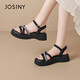 Zhuosini Schwammkuchen dicke Sandalen für Frauen im Sommer tragen koreanische kleine Absatzschuhe schwarz 37