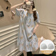 Victoria's Style Pyjamas mit Brustpolster für Frauen im Sommer 2025 Neue lose und niedliche koreanische Floral Nachthemd mittelgroße Hauskleidung großer Größe M16862 [mit Brustpolster] XL