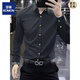 ROMON Drape Textured Stretch No-Iron Shirt Men's Long Sleeve 2025 New Business Casual Green Black Shirt Slim Dark Green Crown Buckle M Recommended 100Jin Jin is equal to 0.5kg -120Jin Jin is equal to 0.5kg