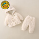 G.duck Little Yellow Duck Infant and Toddler Cotton Clothes Set Winter Bear Hooded Warm and Velvet Cotton Clothes and Pants Casual Two-piece Set Beige Hot Sale Velvet and Cotton Suit with Refund Guaranteed 100 cm