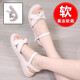 Yierkan Prince Small Thick Soled Sandals for Women 2025 New Summer Genuine Leather Cross Strap Roman French Thick Heels Women's Shoes Beige-659 40