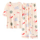 Langsha pure cotton pajamas for women in summer short-sleeved trousers 2025 new sweet and cute student thin 7A antibacterial home clothing 7371 2XL Recommended 140-160Jin [Jin equals 0.5 kg]