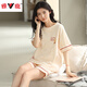 雅鹿2025年新款睡衣女夏季纯.棉短袖两件套夏天家居服 YZ9848黑条纹 M 女款 建议80-100斤