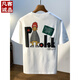 Vancl Eslite großer Größe 200 Jin [Jin entspricht 0,5 kg] Rundes T-Shirt mit kurzer Ärmeln für Männer 2025 Sommer Hong Kong Style Drucken Baumwoll-T-Shirt plus Fett Plus Größe Männer JSW9923 White M Empfohlen 90-108 Jin [Jin gleich 0,5 kg]