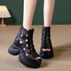 Rome leather Roman sandals for women wearing summer women's European and American style high heels fish mouth shoes heel thick-soled sandals for women black 34