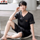 Yalu Summer Men's V-Neck Ice Silk Silk Short Shorts shorts minces pyjamas pour pyjamas d'été masculin Imitation Silk Plus taille Q3294 # L (110-120)
