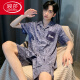 浪莎（LangSha）冰丝睡衣男士夏季短袖裤薄款青年男生夏天男款家居服2025新款套装 12532【云朵棉绉布款】 L (建议身高170左右，体重100-