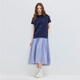 
Giordano designer fake two-piece dress for women spliced striped round neck short-sleeved skirt for women 18465213