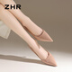 
ZHR nude high heels women's new pointed toe slim heels women's shoes French style commuting shoes BQ117G nude pink 37