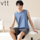 VTT MANEVELESS PAJAMAS Summer Traje de algodón Vest New Home Clothing Los pantalones cortos delgados de los hombres se pueden usar en vest traje: OMM13657 L