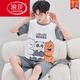 Langsha Summer Pyjamas Herren Kurzarm Pure Cotton Dünn-Set Lose große Schüler der Junior High School Full Cotton Home Anzug Q Short 1390 Gradient Bear Men l Standard Edition [90-120jin [Jin gleich 0,5 kg]]