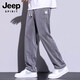 吉普（JEEP）天丝牛仔裤男士夏季冰丝薄款柔软垂感弹力松紧腰宽松直筒休闲长裤 1048/深灰色 M (建议体重 90-115 斤)
