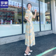 
ROMON (ROMON) 2025 summer new chiffon floral dress with female temperament goddess style skirt with high waist waist slim long skirt color M Suggestions [100-115Jin [Jin equals 0.5 kg]]