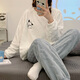 
Xuanfanduo pajamas for women in winter, coral velvet thickened plush long sleeve cute loose flannel home clothing set for outside 679# M 75-100Jin [Jin equals 0.5 kg]