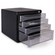 Deli File Cabinet Desktop 4-слойный хранение информационного шкафа пластиковый ящик для шкафа прозрачный шкаф Black 9794 (4-слойный) (4-слойный)