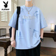 花花公子青少年夏装冰丝短袖t恤男夏季2025新款初中高中学生帅气大童上衣 JTTZ---693米色 品质升级 M 75至105斤