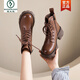 Bottes en cuir de pic pour femmes 2025 Automne et printemps Nouveaux bottes Martin à la mode rétro de vache et à la mode britannique