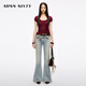 
MISS SIXTY2025 Autumn New Jeans Women's Embroidered Mid-waist Retro Washing Micro-Flared Trousers Gray Blue Short Version 23