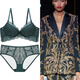 Victoria Palace Pure Desire Lace Bra French Sexy Small Breast Push Up Underwear Breathable Women's Anti-Sagging Inner Lace Underwear Set Green 75B /34
