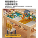 虎实小宝儿童实木积木桌木质3-6岁结实多功能大号大颗粒游戏学习桌二合一 106大桌+2椅+698积木+汽车乐园