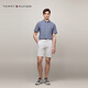 TOMMY HILFIGER【透气府绸】夏季男纯棉商务休闲格子短袖衬衣衬衫男外套35440 蓝白格纹C5J M （推荐：135-150斤）