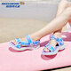 Skechers Summer Girls Velcro Sandals Fashion Flashing Casual Lightweight Versatile Comfortable Shoes Beach Shoes 303103L Light Blue/Multicolor/LBMT 27.5