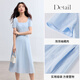
Shangdubila 100% cotton A-line dress for women in summer, slim waist-hugging suspender skirt square collar casual midi skirt