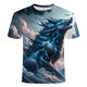 
2024 new animal wolf series 3d printed T-shirts fashionable, versatile, handsome and cool short-sleeved primary and secondary school students TXC6227 XS 70-80Jin [Jin equals 0.5 kg]
