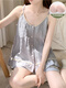 莫代尔带胸垫睡衣女夏季简约纯棉2025新款性感吊带家居服套装甜美可外穿 449_9904#吊带套杏色带胸垫 M