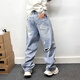 Smyslenny leichte Luxus neue Marke Spring- und Sommer Hellblau Temperament zerrissene Jeans Persönlichkeit Gerade nostalgische Retro-Design hellblau_h3893 s _105-125jin [Jin ist gleich 0,5 kg]