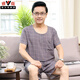 Yalu Summer New Pyjamas mittleren Alters und älterer Herren-Vater rund Hals Pull-up Kurzarmshorts Home Clothing Set 2694 L Empfohlenes Gewicht 100-135 Jin [Jin entspricht 0,5 kg]