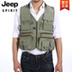 JEEP SPIRIT Workwear Vest Men's Outdoor Sports Most Pockets Photography Fishing Overalls Tactical Running Tools Vest Black 4XL
