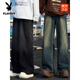 Playboy (Playboy) Retro High Street Jeans Men's Spring и Summer Gradient American Loose Straight Leg Pants Cleanfit High Street Bonders 1047 Ностальгические s