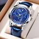 
OLEVS watch men's mechanical watch men's fully automatic waterproof brand luminous starry sky dial casual and versatile men's watch Li 9923G blue leather natural color starry sky blue face men 43.5mm dial diameter: