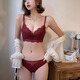 Yalu rojo ropa interior pequeñas senos para mujeres reunidos para mostrar una gran taza fija de encaje sexy de la novia de la novia del zodiac del zodiaco sujetador Burgundy (traje) 70a 32