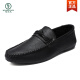 Holzspecker Herrenbohnenschuhe Koreanische Version der geschäftlichen Arbeit lässige Lederschuhe atmungsaktiv und vielseitig nicht rutsches einstufige Männerschuhe 2025 Sommer D826 Black 39 Small