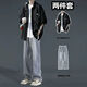 
Xingsuyao Japanese shirt men's suit summer jacket loose short-sleeved shirt one set with high-end three-piece set for boys Black shirt + short-sleeved white + jeans blue XL