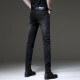 
Seven Wolves 2025 high-end spring new black jeans for men Korean style ripped small feet pants trendy casual trousers 1049 gray 28
